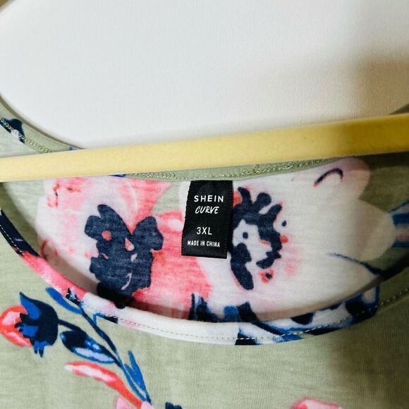 SHEIN Curve 3XL Tank Top Floral Green Blue Pink - Picture 2 of 7